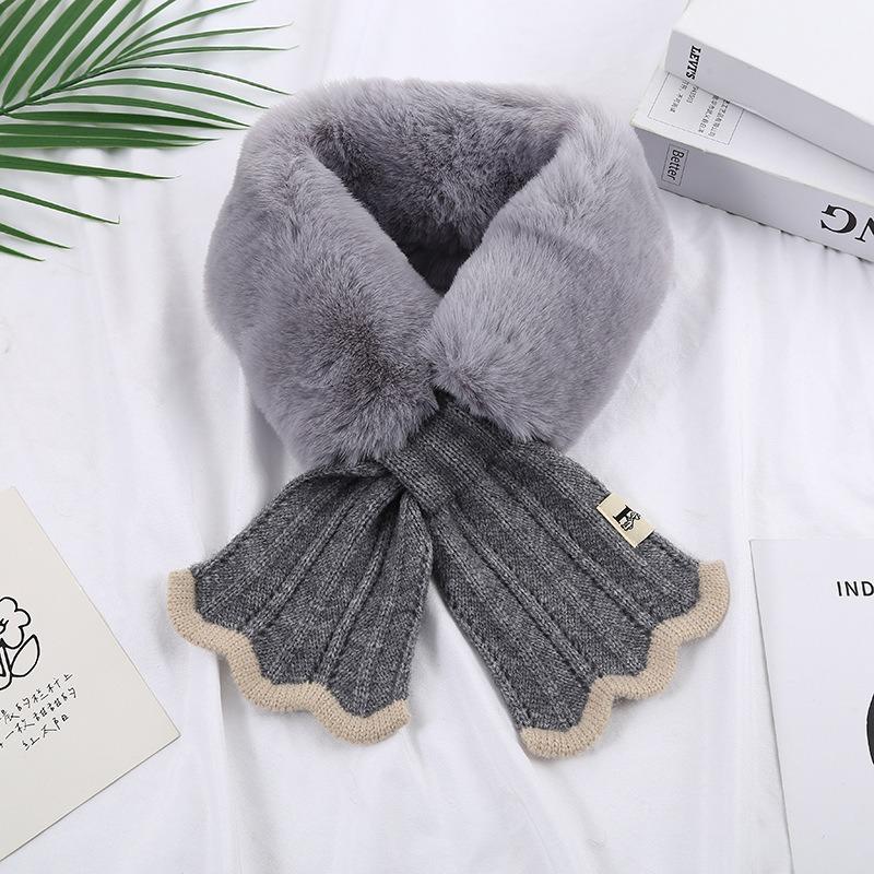 Winter New Woolen Scarve Female Lace Mermaid Warm Neck Cover Knitted Wool Collar Splicing Scarve Women's Scarve