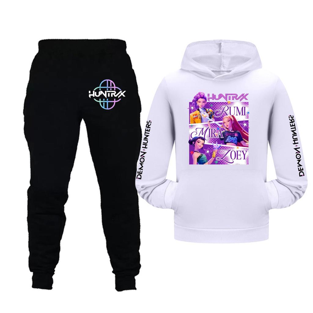 Barn Flickor Långärmad Huvtröja och Byxor Set För Småbarn och Stora Barn 2 Delar Outfits