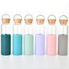 Single-Layer Glass Bottle Large-Capacity Bamboo Cover Retro Glass Thermal Insulation Portable Handle Outdoor Water Cup