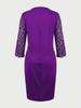 Women's European & American Round Neck Shiny Slim Party Dress with Mesh Three-Quarter Sleeves