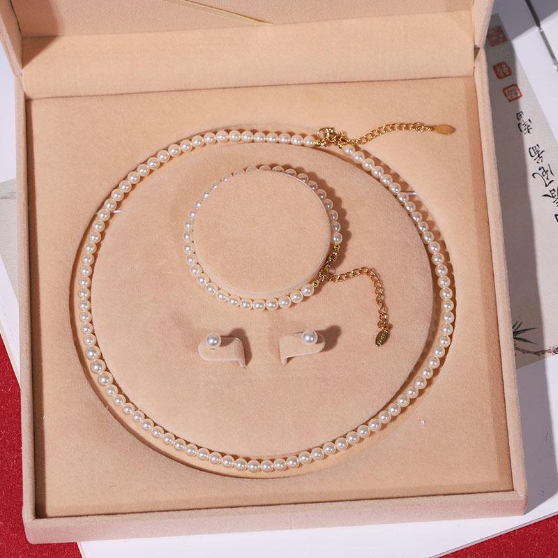 Set di Collana di Perle di Conchiglia Naturale di Mare Profondo da Donna: Gioielli Collana Clavicola in Tre Pezzi per la Festa della Mamma