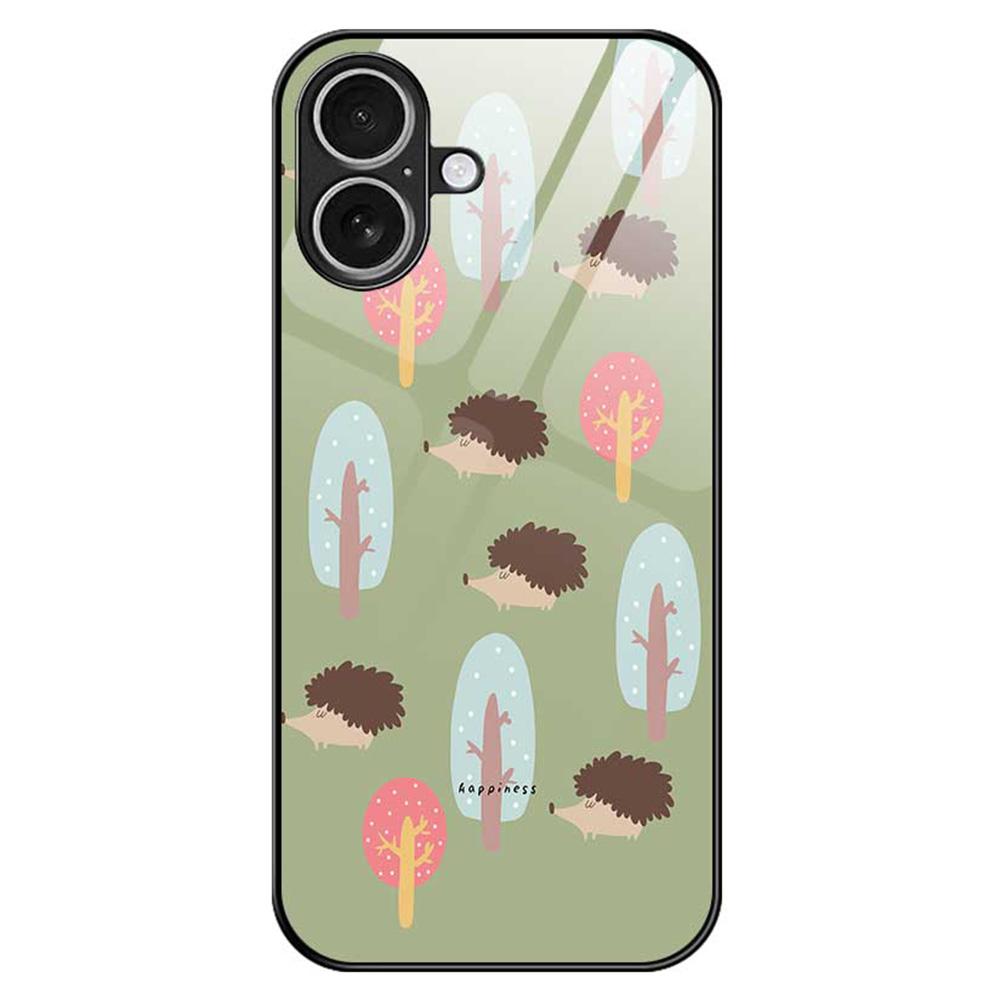 For iPhone 17 Case PC TPU Tempered Glass Pattern Printing Anti Drop Phone Back Cover