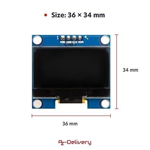 AZDelivery Écran OLED I2C 128 x 64 Pixels, Caractères de Couleur Blanche, SSH1106 1,3 Pouces