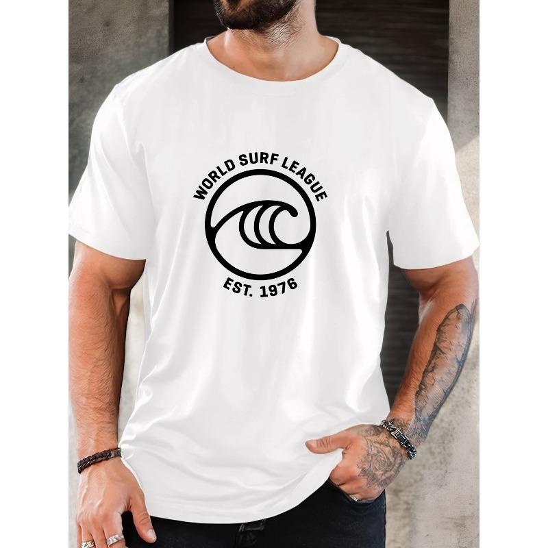 

Мужская легкая дышащая футболка с коротким рукавом - Круглый вырез, повседневная и для активного отдыха, подходит для спортзала - Можно стирать в машине S белый