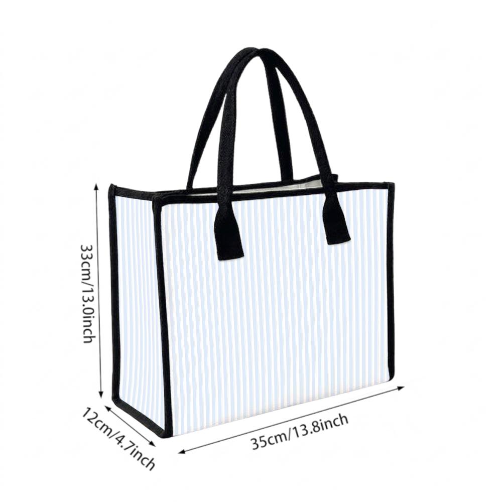 Striped Casual Tote Bag for Daily Use Large Capacity Handbag for Shopping Commute