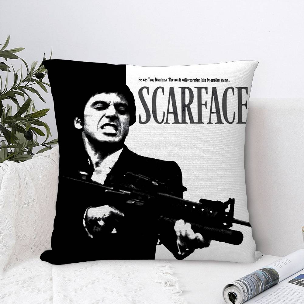 Classic S-Scarface Movie Pillow Case Plush Fabric Soft Double Sided Print Sofa Cushion Cover Throw Pillow Covers