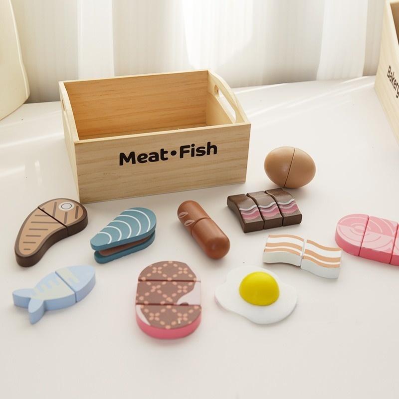 Children's wooden fruits and vegetables, joyful play at home toys, wooden simulation kitchen toys, cooking food Girls