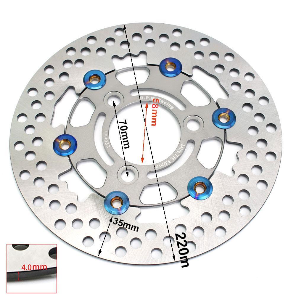 220mm RPM Motorcycle Brake Disc  Floating Disk Rotor Brake Caliper Universal 3 Hole Front Rear Wheel  For Yamaha Scooters Niu
