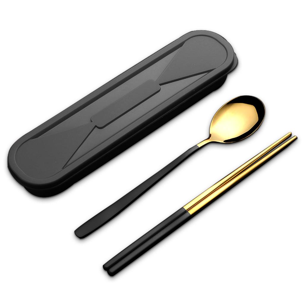 Kitchen Utensils 304 Stainless Steel Portable Sets Reusable Tableware with Box Students Use Ple Design Breakfast Dinner