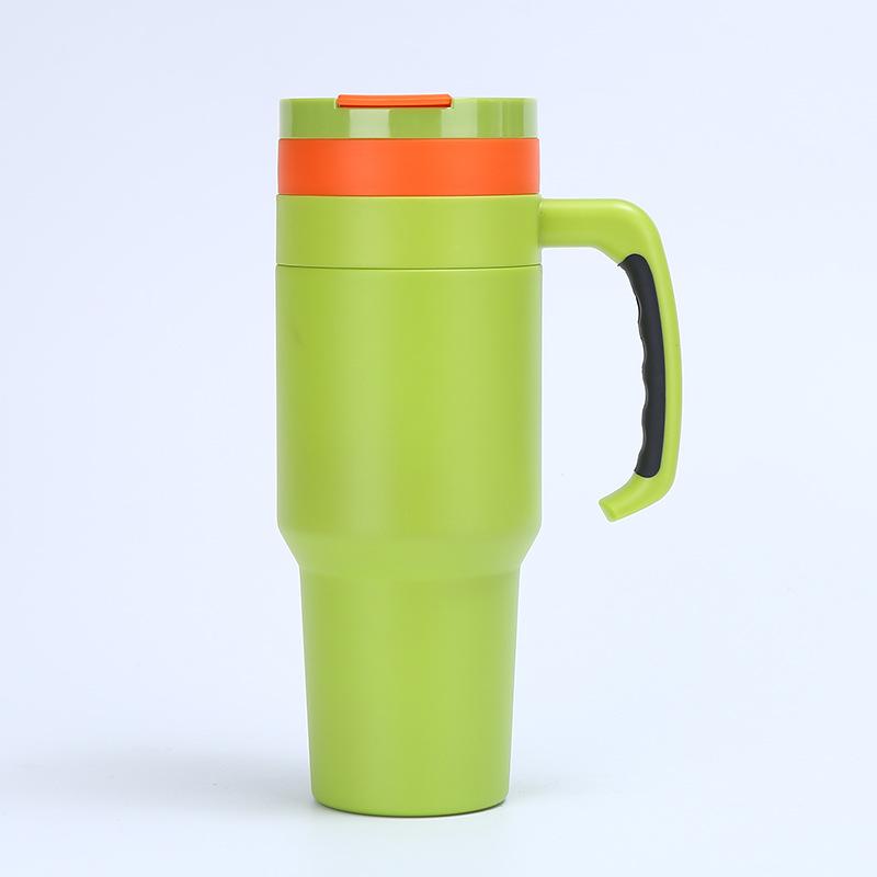 40oz 304 Stainless Steel Insulated Water Bottle Thermal Coffee Car Cup Cold Hot Mugs Vacuum Flask With Handle Straw For Sport