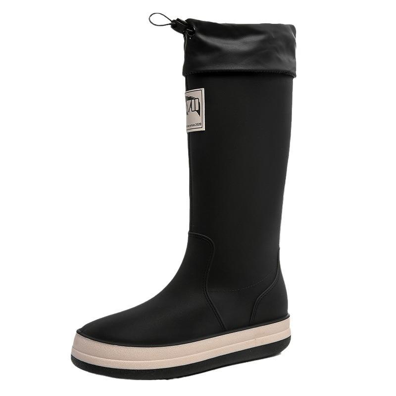 High tube bead rain boots men's and women's waterproof shoes Closed rain boots fashionable elastic long tube water boots fashionable