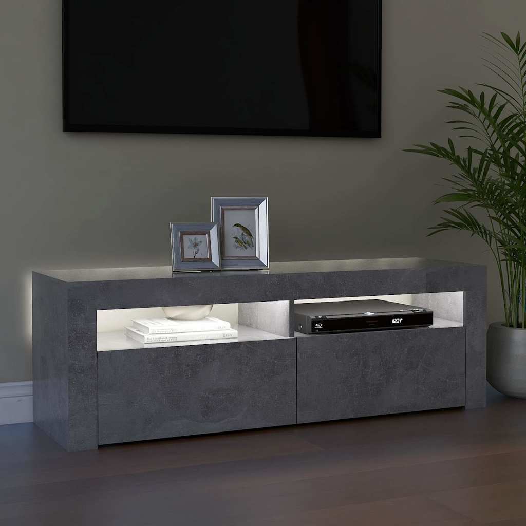 vidaXL TV Cabinet with LED Lighting Concrete Grey 120x35x40 Cm