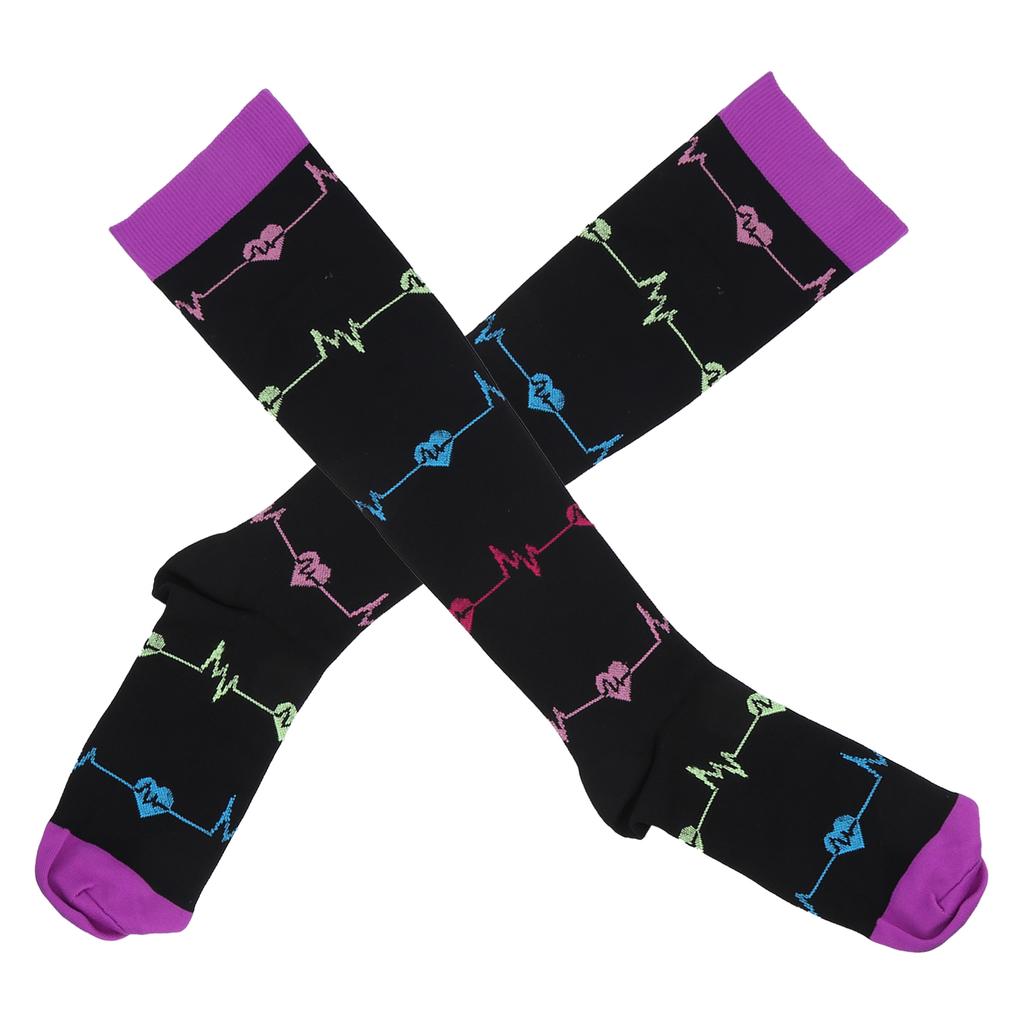 1 Paar Outdoor-Sport Kompressionssocken Laufen Radfahren Bergsteigen Wadenlange Socken (L XL)Schwarz