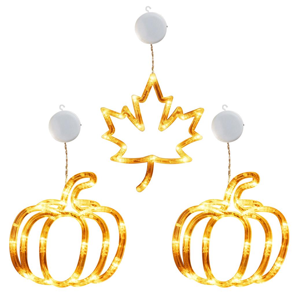 Fall Decor Window Lights with Suction Cup Halloween Window Lights Battery Operated Halloween LED Lights Halloween Decorations