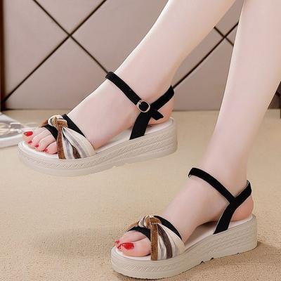 Comfortable Wedge Heel Sandals Women's Summer 2025 Versatile New Soft-soled Beach Shoes Versatile Thick-soled Heightening High Heels