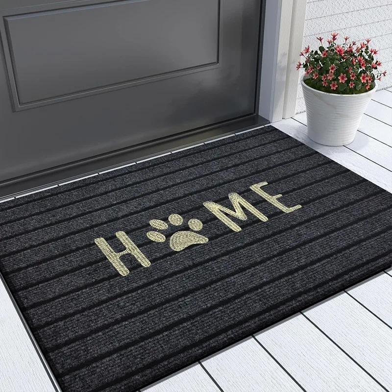 Minimalist Doormat Black Steady Style Non-slip Cushioned Entrance Mat, Machine Washable, Practical for Dust Prevention Mat