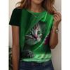Fashion Women Retro Creative Cat Pattern Print T Shirt Funny Casual O-neck Short Sleeves T-shirt Summer Female Tee Shirt