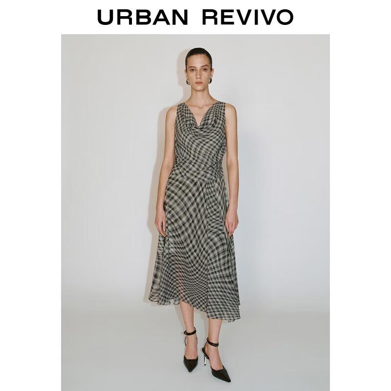 

Women s Irregular Plaid Sleeveless A-line Dress XL