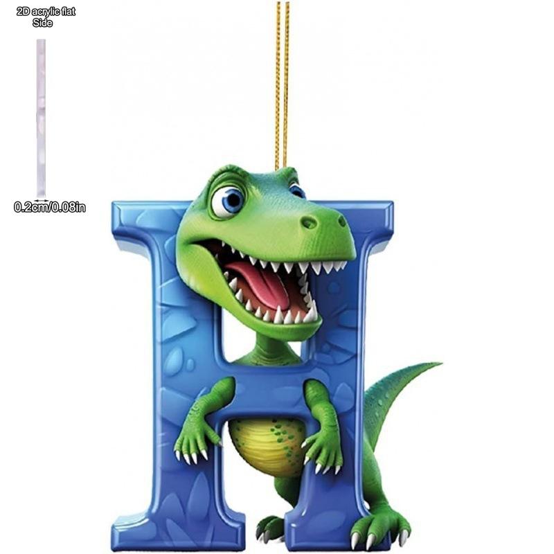 1ks vánoční dinosauří ozdoby 26 písmen kreslený přívěsek 2D plochý akrylový materiál dinosauří figurky závěsná vánoční párty dekorace, ideální pro domácnost