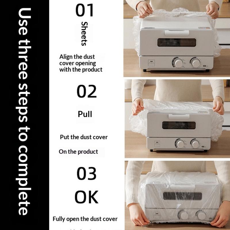 50Pcs Disposable Plastic Dust Cover Elastic Transparent Waterproof Protective Bag For Kitchen Appliance Household Use