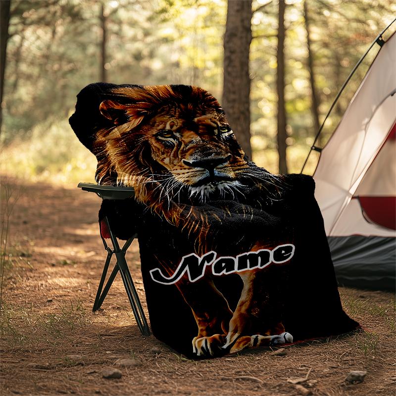 1PC Custom Name Lion Power outdooor Flannel blankets Throw Blanket All-Season Throw Gift Bedspread for Couch, Bed, Camping Holiday Birthda