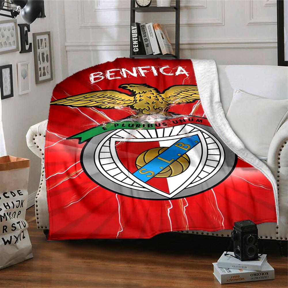 1Pc Benfica Football Crest Blanket For Couch Bed Plush Cozy Fuzzy Blanket Super Soft Warm Blankets For Fall And Winter 0918220
