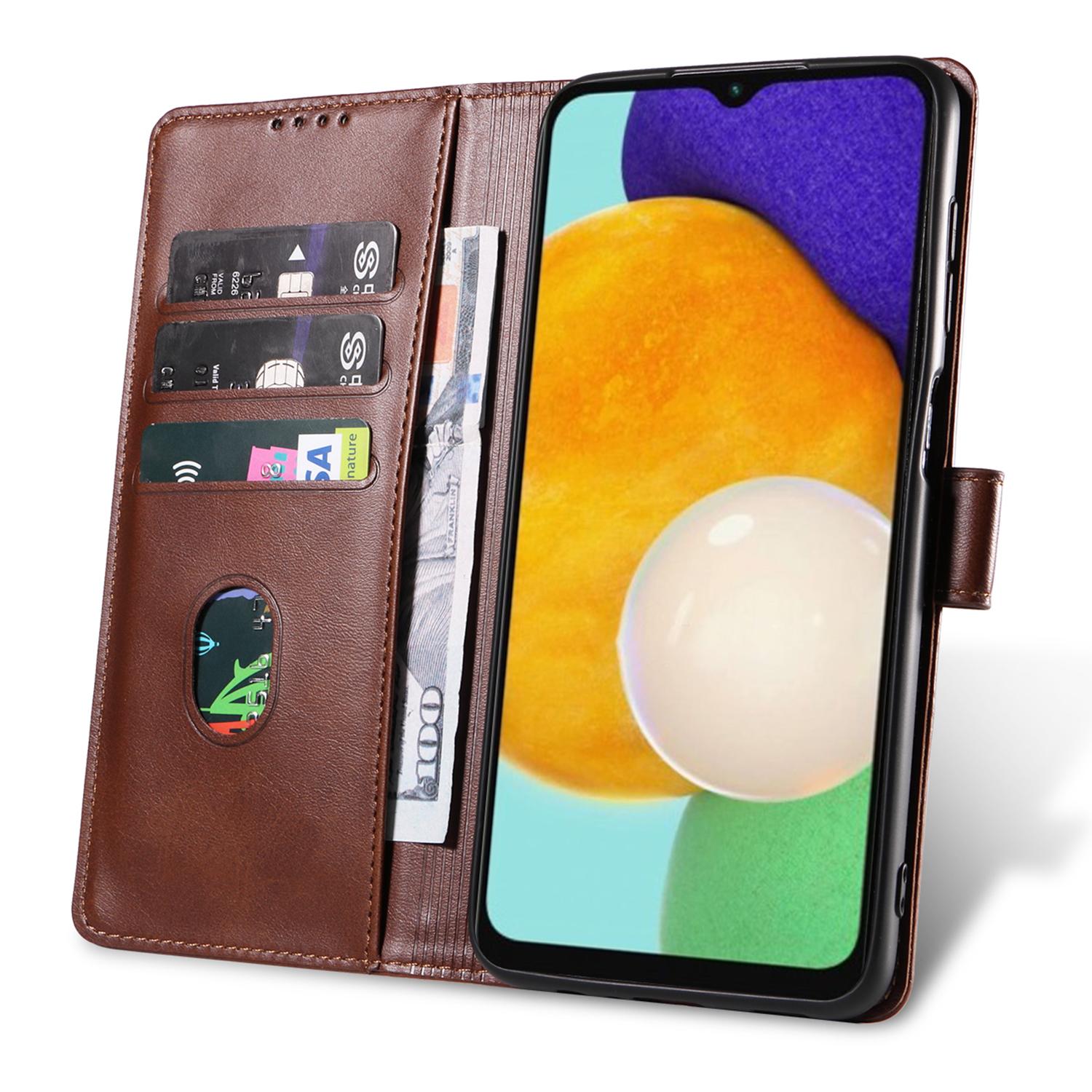 

For Samsung Galaxy A16 5G/4G Case Leather Stand Phone Shell with Magnetic Closure Brown