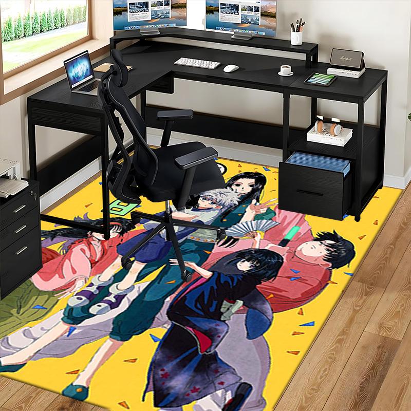 1pc Hunter x Hunter Carpet - Killua & Leorio Design Office Chair Mat, Anti-Slip Rug for Desk, Home Decor, Living Room, Bedroom, Game Room, Birthday Gi