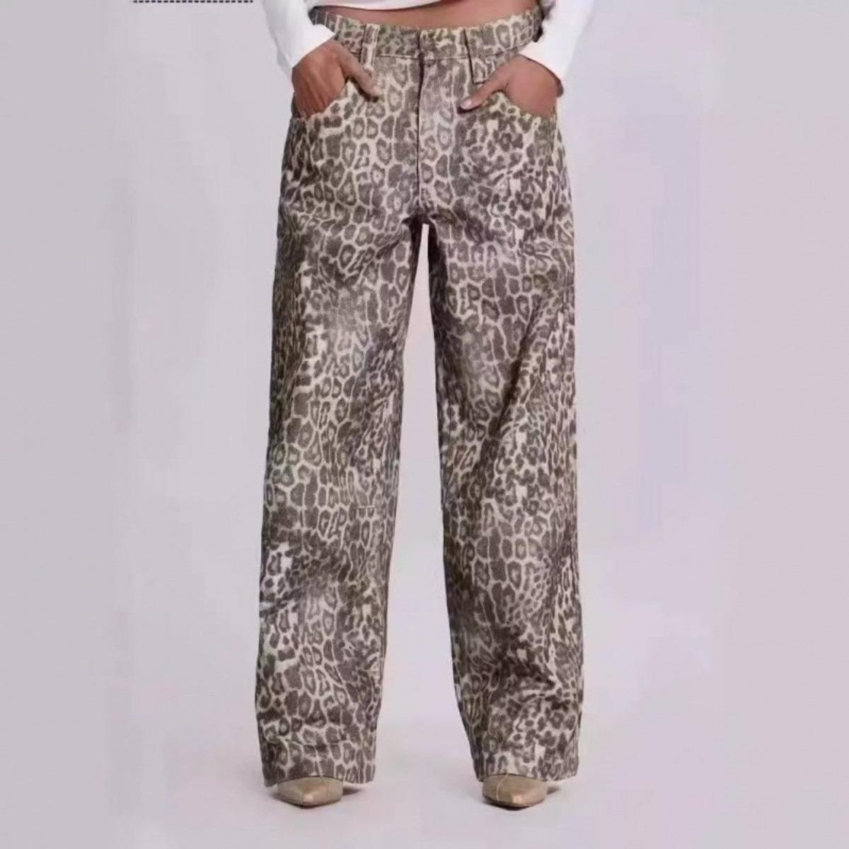 FlowStreet American Washed Leopard Print Wide