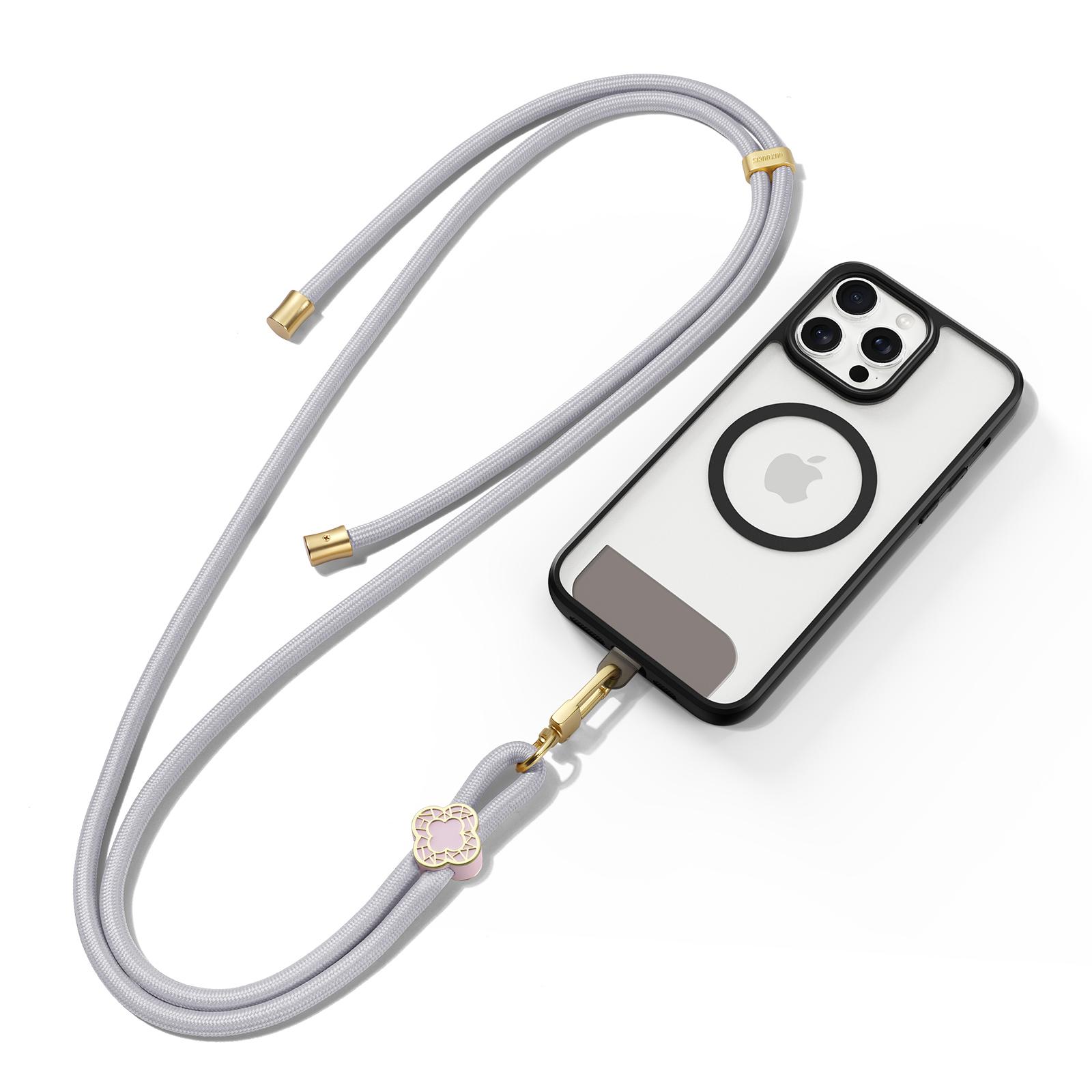 

For DUX DUCIS Garden Series Phone Lanyard Adjustable Neck Strap with Begonia Pattern Grey