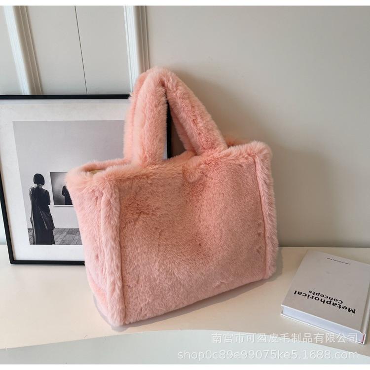 Plush bag autumn and winter new plush bag portable shoulder tote bag large capacity casual versatile underarm bag
