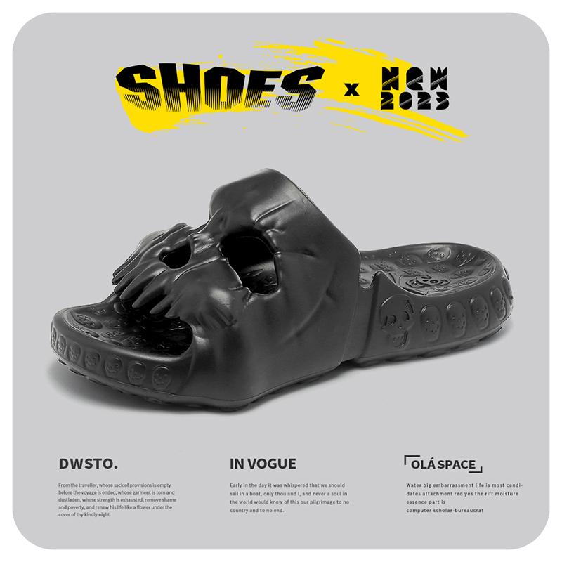 Totenkopf Design Herren Hausschuhe Flip Flops Sommer Pantoletten Herren Typ Große Größe Schuhe Herren Leichtgewichtige Indoor Hausschuhe Strandschuhe Sandalen