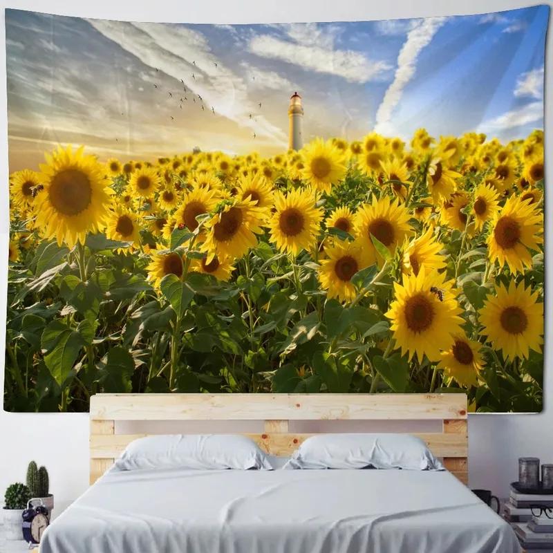 Home Wall Decoration Tapestry Sunflower Field Background Office Living Room Tapestry