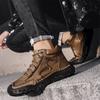 Men's High-top Casual Sneakers Handmade Leather Shoes Plus Size 39-48 Spring & Autumn