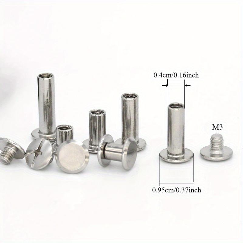 20pcs Stainless Steel Binding Chicago Screws Studs Rivets Slotted Belt Screw for DIY Photo Album Desk Menu Fasteners 9.5mm cap