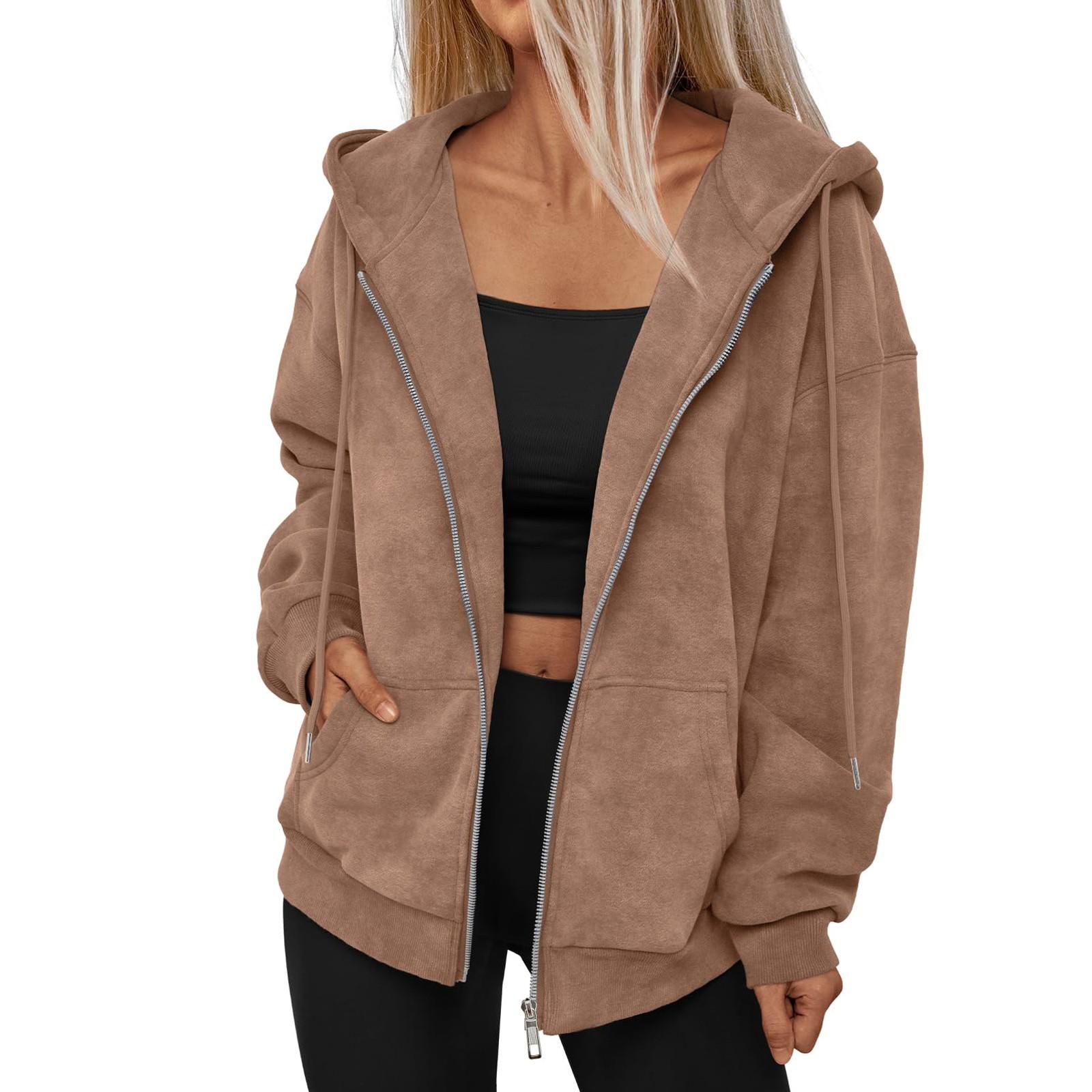 

Толстовки с капюшоном для женщин, свободные толстовки, куртки осень-зима XL хаки