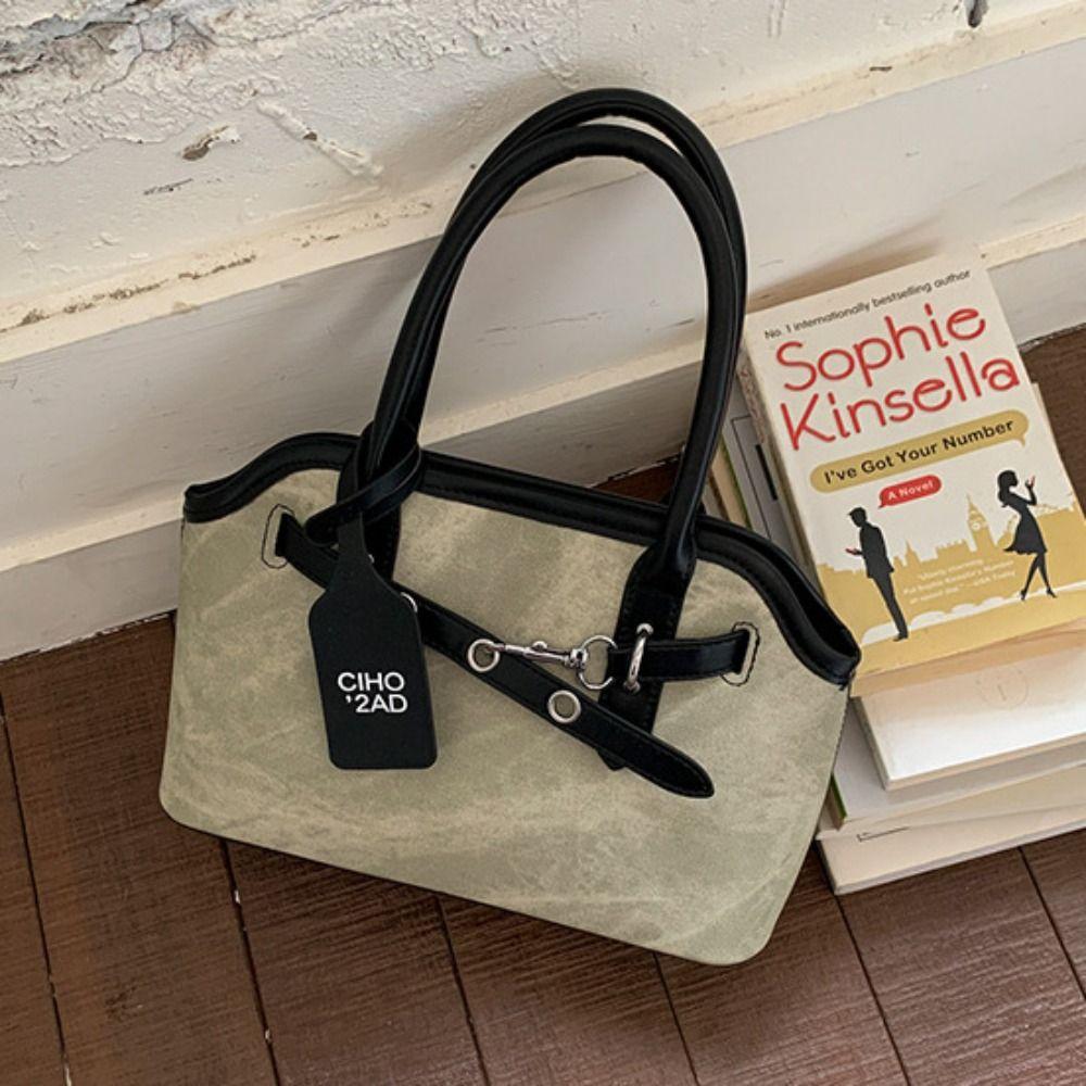 Luxury Belt Shell Handbag Pure Color Commute Tote Bag Fashion Retro Underarm Bag  Holiday