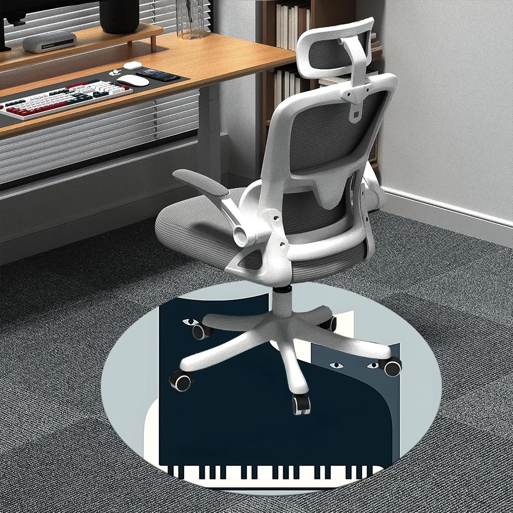 

1pc Piano Cats Office Round Area Rug, Indoor Mat Suitable ForOffice, Under Office Chairs Bedroom Living Room Home Decor, Room Deco 104 80cm by 80cm