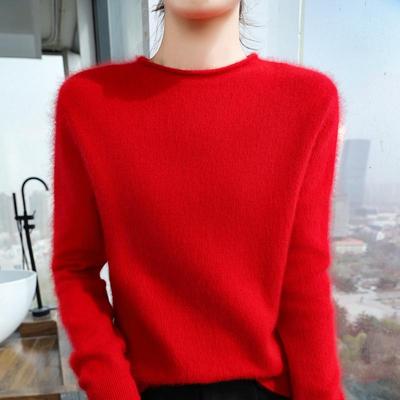 Women's Cashmere Sweater Qinghe Cashmere 30% Cashmere 30% Mink 30% Wool 10% Nylon Women's Autumn and Winter Thick Cashmere Pullover Soft and Warm