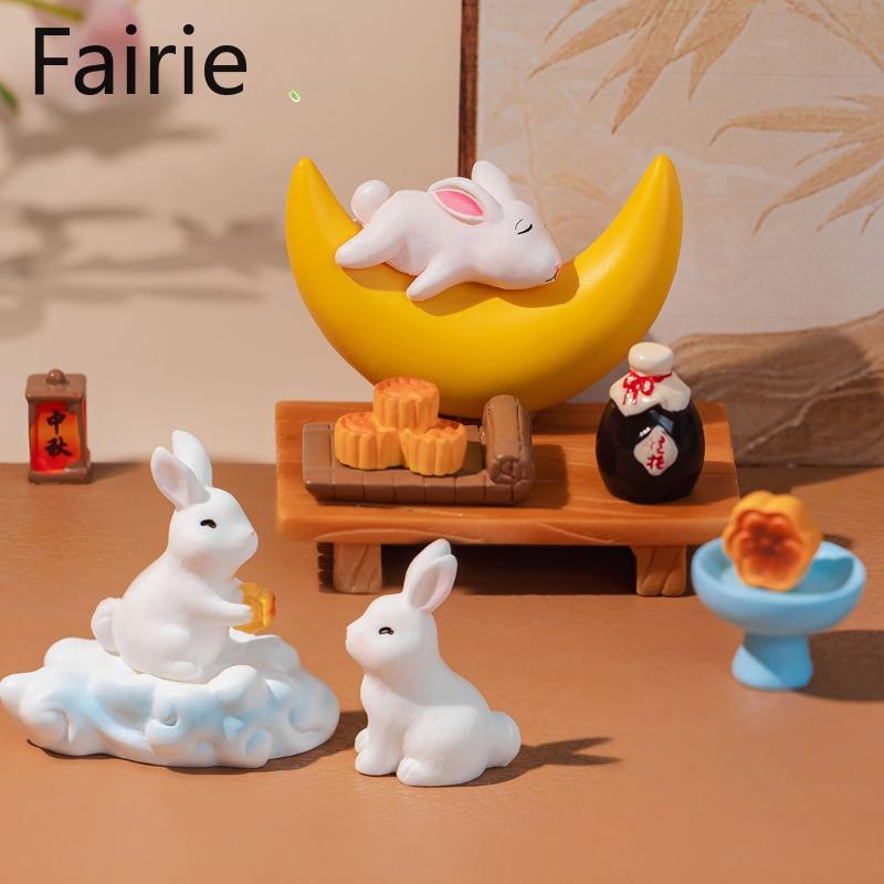 Cute Mid-Autumn Festival MooncakesRabbitsAnimal Garden Landscaping Decorations Accessoriesand Small Desktop Ornaments Fairie
