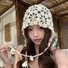 Autumn and Winter New Hand-crocheted Knitted Hat Children's Hollow Flower Pile Hat Sweet and Cute Fringed Headhat