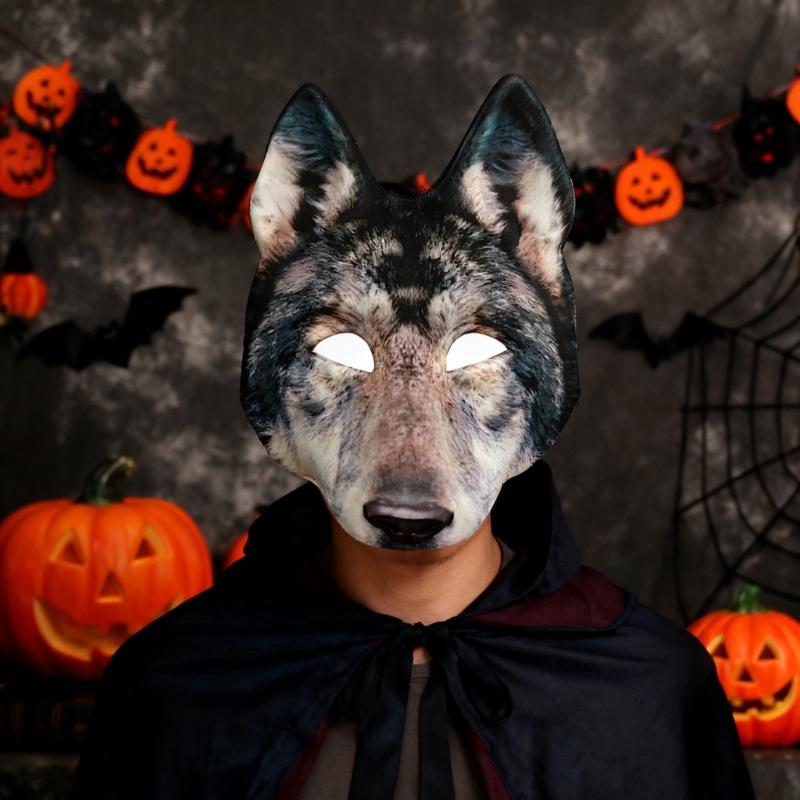 Realistic Animal Wolf Face Mask EVA Texture Ensuring Comfort Suitable for Halloween Carnival Costume Parties Wear