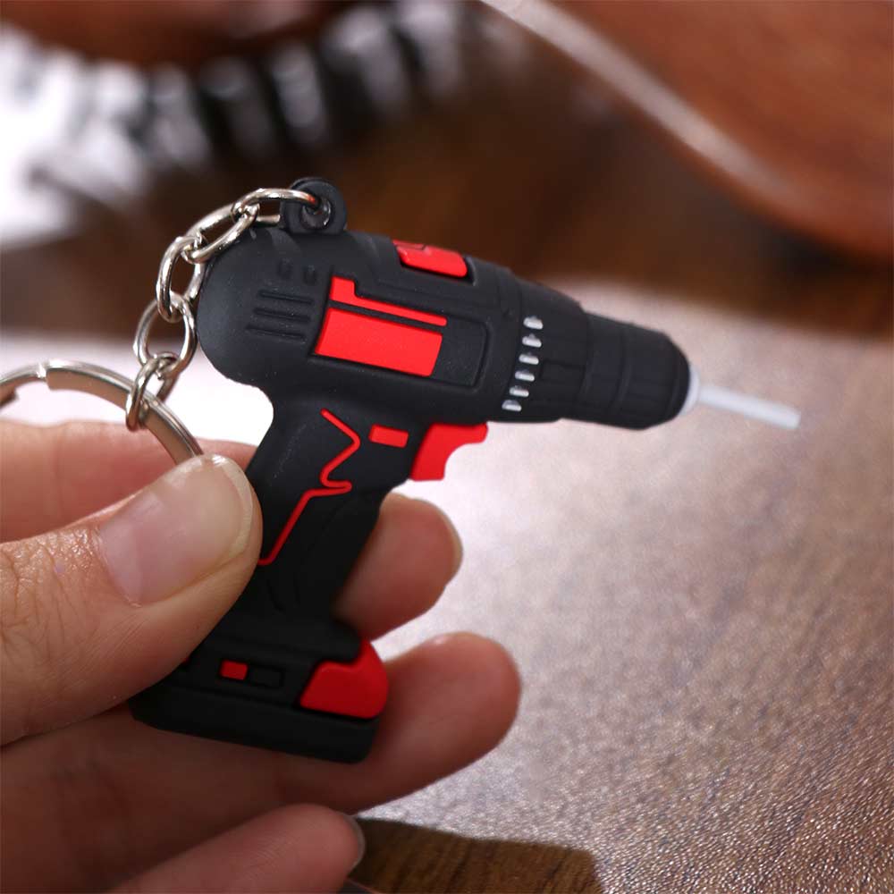 Cool Design Electric Drill Key Chain Lifelike Handheld Drill Pendant Drill Key Ring Key Accessory