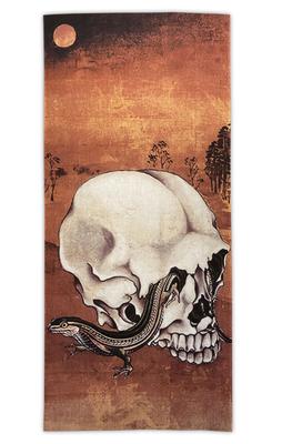 Hand Towel by Kyosai Skull and Part 2 Ukiyo-e Kawanabe, Lizard,