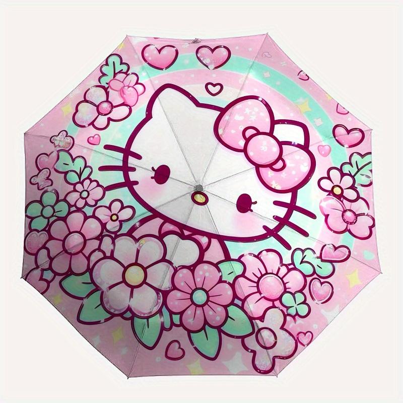 1pc Hello Kitty Floral Frame Umbrella with Plastic Handle,Suitable for All Seasons Home Travel Outdoor UmbrellaSanlio383