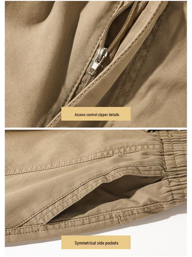 Men's Plus Size Loose Fit Elastic Waist Workwear Pants for Autumn and Winter.