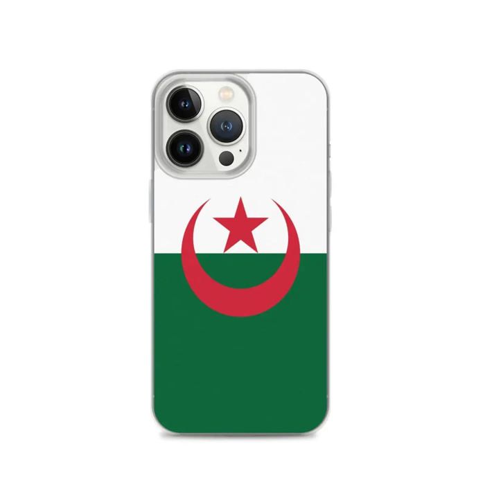Coque iPhone - Drapeau Algérie - iPhone 13 Pro - Souple - Multicolore - Verticale