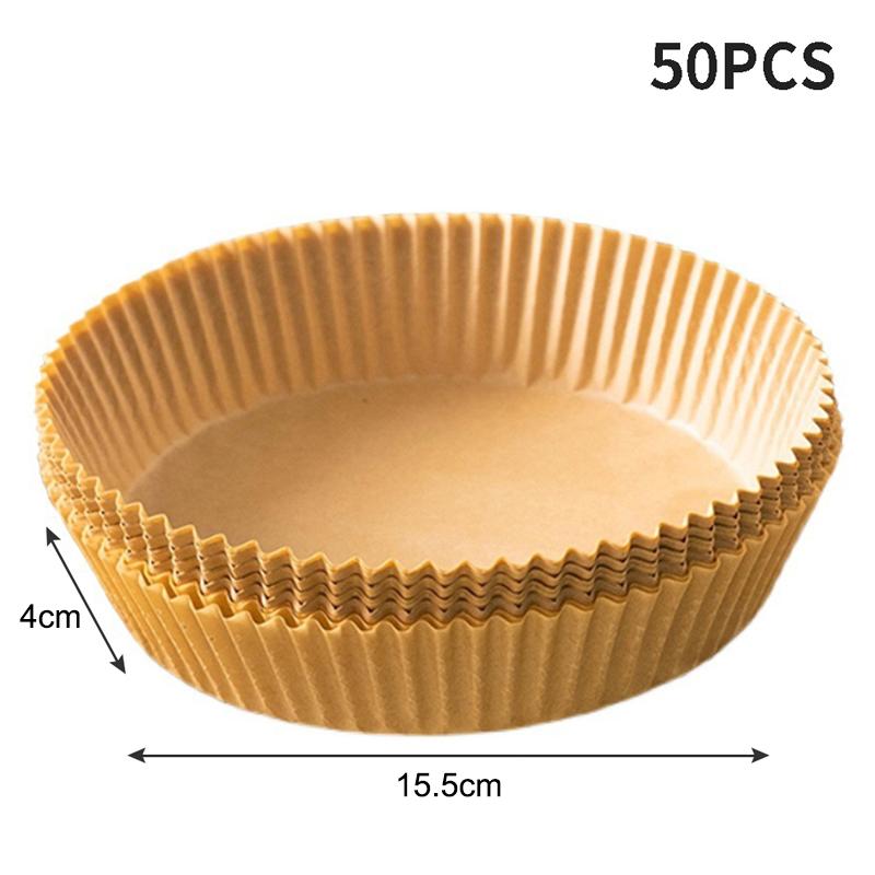 50Pcs Air Friteuse Einweg Papier Liner Korb Nicht-Stick Öl-Beweis Backen Papier