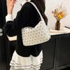 Vintage PU Leather Shoulder Underarm Bag For Women Shiny Rivet Daily Use Handbag Simple Casual Shopping Tote Small square bags