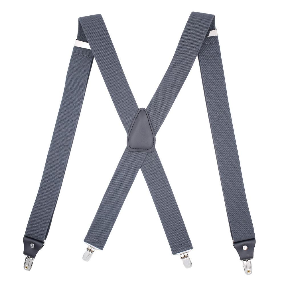 Men Adjustable X-Back Suspenders Elastic 4 Strong Clips Heavy Duty Trouser Braces